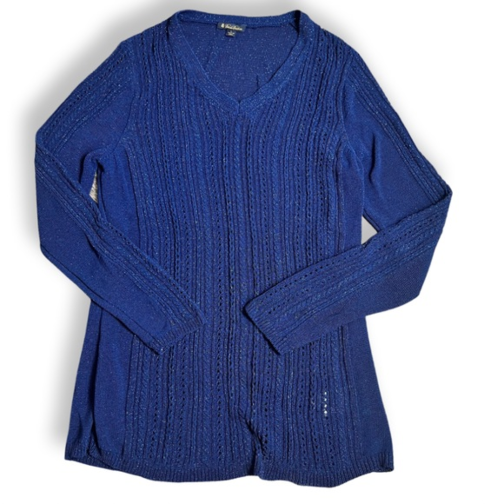 Brooks Brothers Navy Blue Shimmer‎ V-Neck Sweater